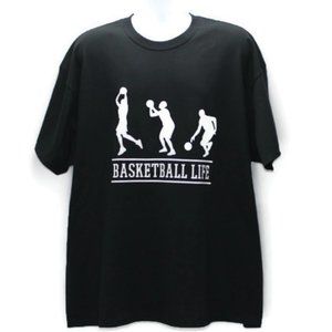 BLACK MEN'S CUSTOM PRINTED BASKETBALL LIFE TEE SHIRT XXL